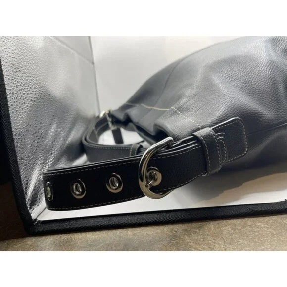 Coach 15064 Soho Black Pebbled Leather Convertible Crossbody Bag (Silver Buckle) - Picture 4 of 11